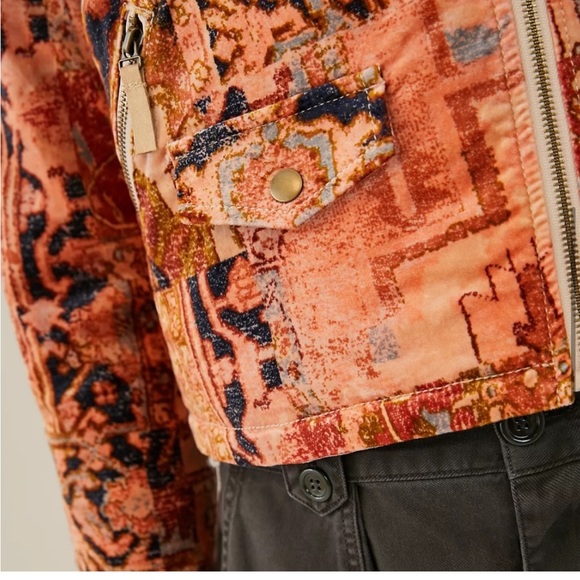 Anthropologie Tapestry Cropped Velvet Moto Jacket - Picture 7 of 12
